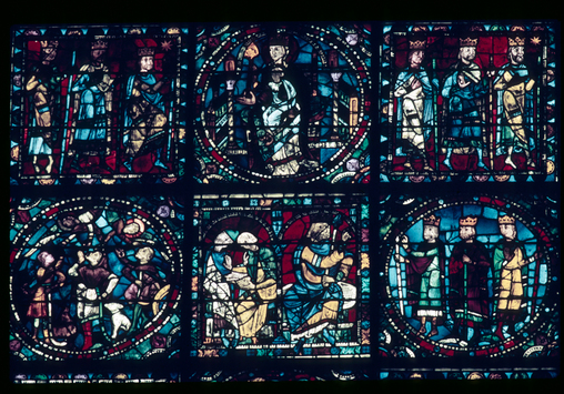 Vorschaubild Chartres: Kathedrale, Glasfenster, mittleres Westfenster Medaillion 4 bis 9 